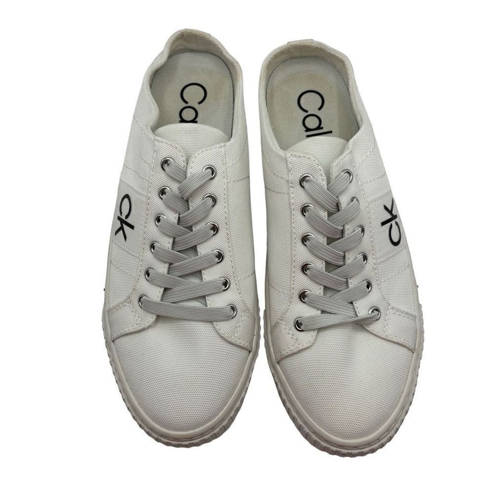 Calvin Klein Women's KCCOREY-T Casual Slip On Sneakers CK Logo White Size 10